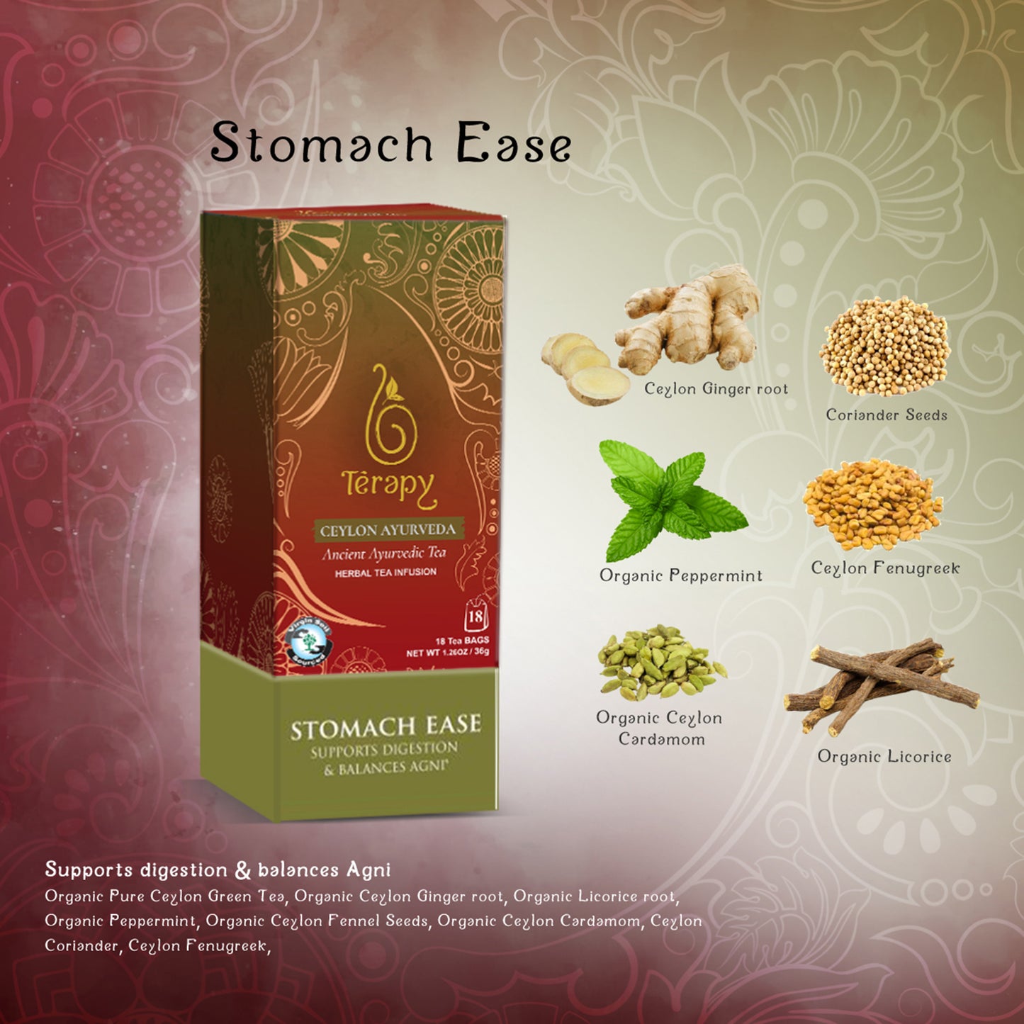 Stomach Ease Tea - Herbal Blend for Digestive Comfort & Relief USA (8628312506689)