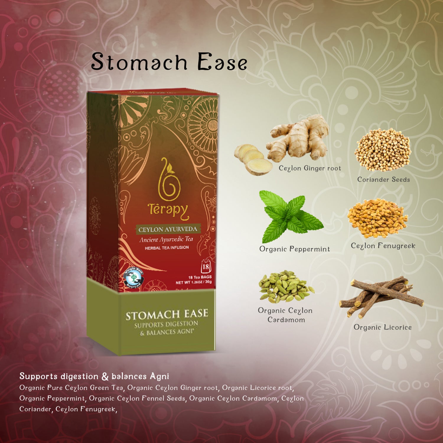 Stomach Ease Tea - Herbal Blend for Digestive Comfort & Relief USA (8628312506689)